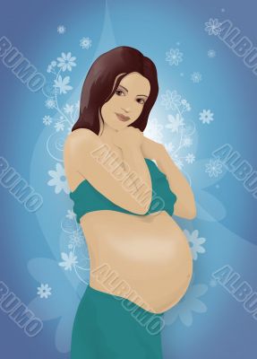 pregnant woman in blue