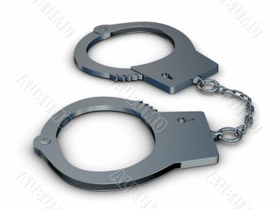 Handcuffs on a white background. Isolated 3D image