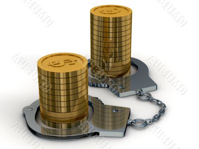 Arrest of money. Isolated 3D image