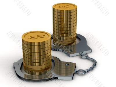 Arrest of money. Isolated 3D image Arrest of money. Isolated 3D image