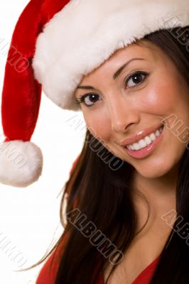 Woman wearing Santa hat