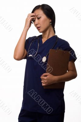 Health care worker with a headache