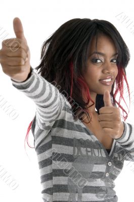 happy girl wishing good luck