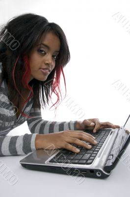girl working on laptop
