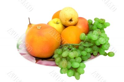 Dish full of fruits