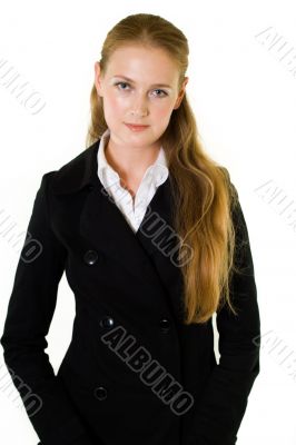 Long hair woman in suit