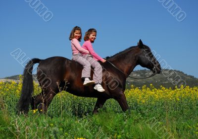 twins and horse