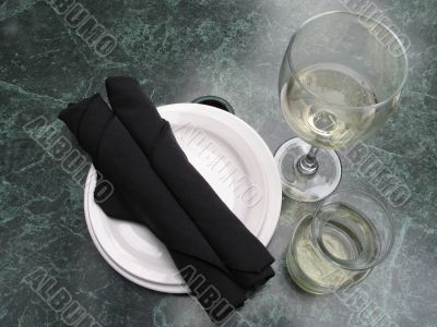 table setting with wine