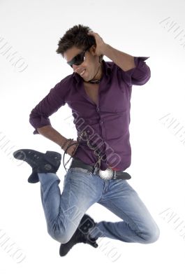 jumping happy male dancer