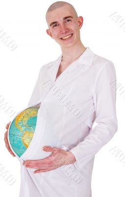 Man and terrestrial globe