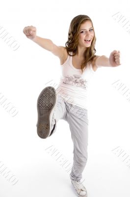 happy dancing female