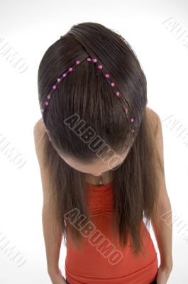 girl showing her hair style