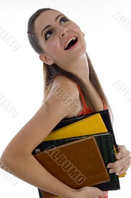 school girl looking upward