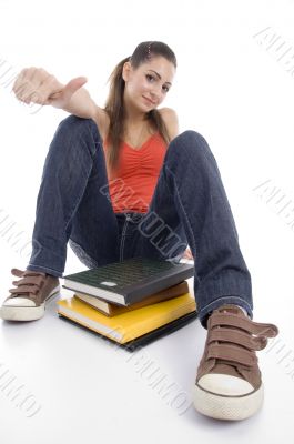 young girl with books