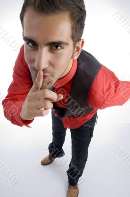 man asking to keep silent