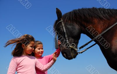twins and horse