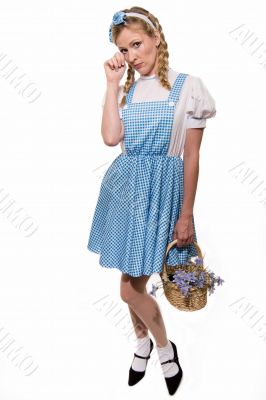 Woman in little girl costume