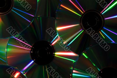 Compact discs and multi-coloured reflexions