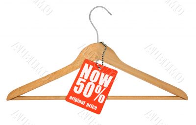 coat hanger and price tag isolated