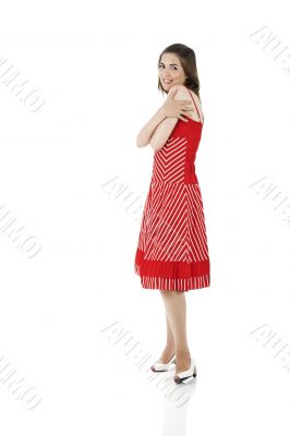 Happy woman in red Happy woman in red