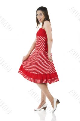 Happy woman in red Happy woman in red