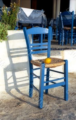 Blue chair with lemon