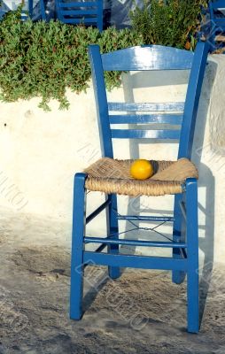 Lemon on the blue chair