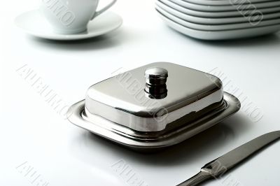 Silver butter dish