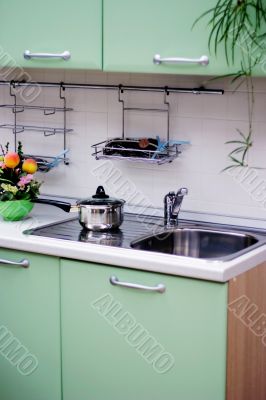Frame green kitchen