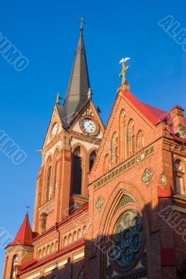 Church with bird on cross