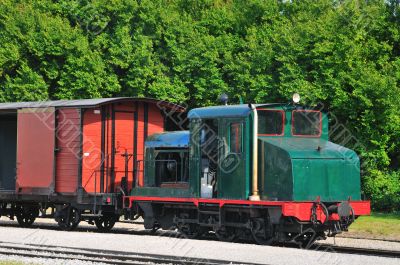 Old locomotive with wagon