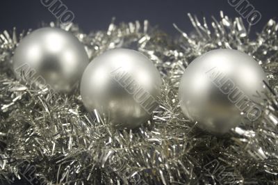 Christmas balls on tinsel