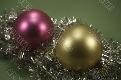 Christmas balls on tinsel