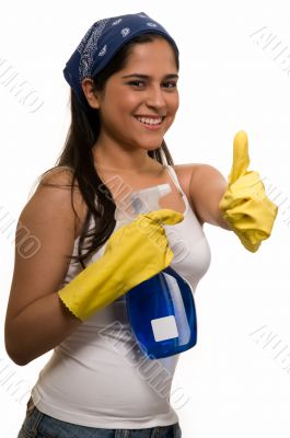 Maid with thumbs up