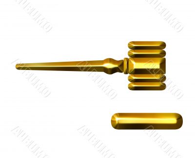3D Golden Judge`s Gavel