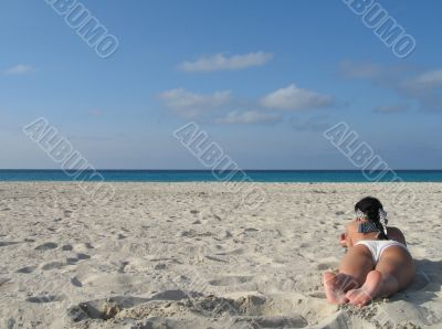 female in a white bikini