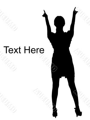 standing woman pointing upward