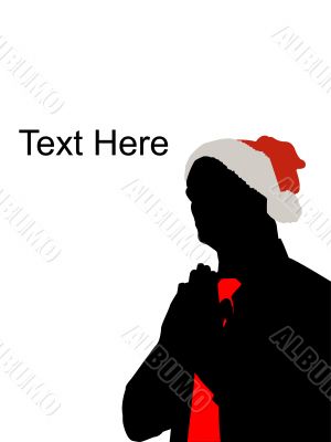 praying man with christmas hat