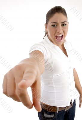 shouting woman pointing