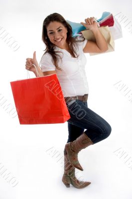 happy girl holding shopping bags
