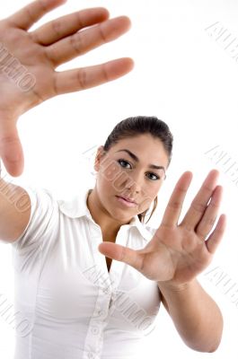 young woman directing