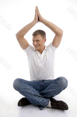 healthy guy in yoga position