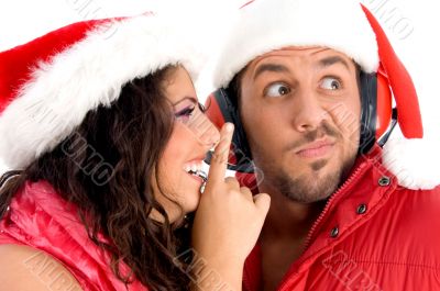 woman asking man to keep silent