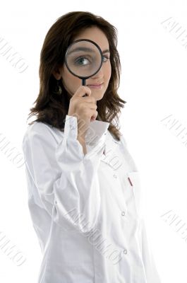 doctor holding magnifier glass