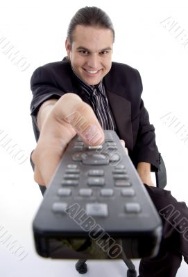 businessman watching television