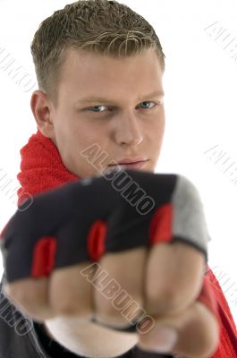 man showing punch