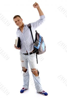 full body pose of successful student