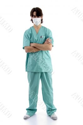 doctor in scrubs and facemask