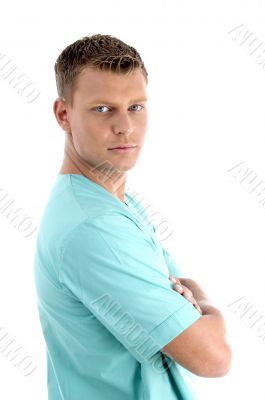 side pose of doctor in uniform