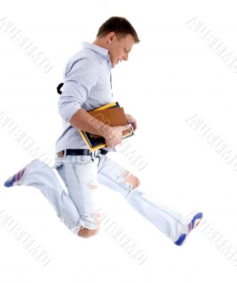 college student jumping high